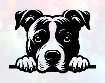 Peeking Pitbull Svg & Png,Pitbull Svg,Dog Svg,Clipart,Pitbull Vector Image,Silhouette File,Cricut File,Sublimation Design,Commercial Use