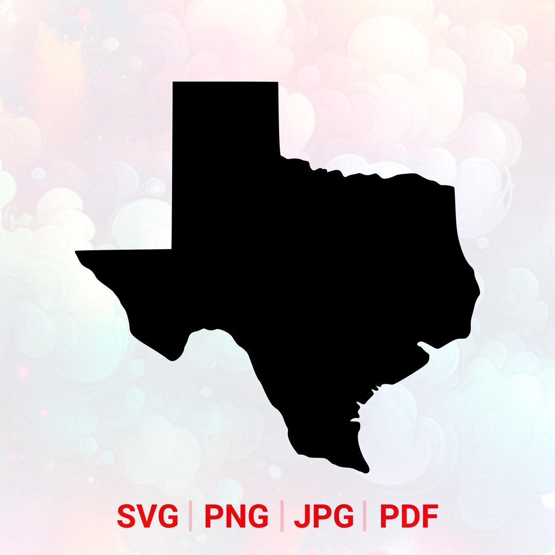 Texas Map Silhouette SVG: PNG, USA State, Vector, Laser Cut File ...