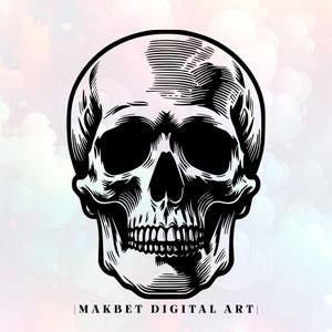 Skull Vector Art: Engraving Silhouette, Cricut Ready (Digital Download, Commercial Use License Included)