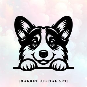 Peeking Welsh Corgi Dog Svg & Png,Corgi Dog Svg,Clipart,Vector Image,Silhouette File,Cricut,Sublimation Design,DIY Projects,Commercial Use