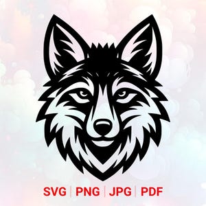Chacal SVG: PNG, cabeza de animal, camiseta, pegatinas, vector, archivo de corte (descarga digital)