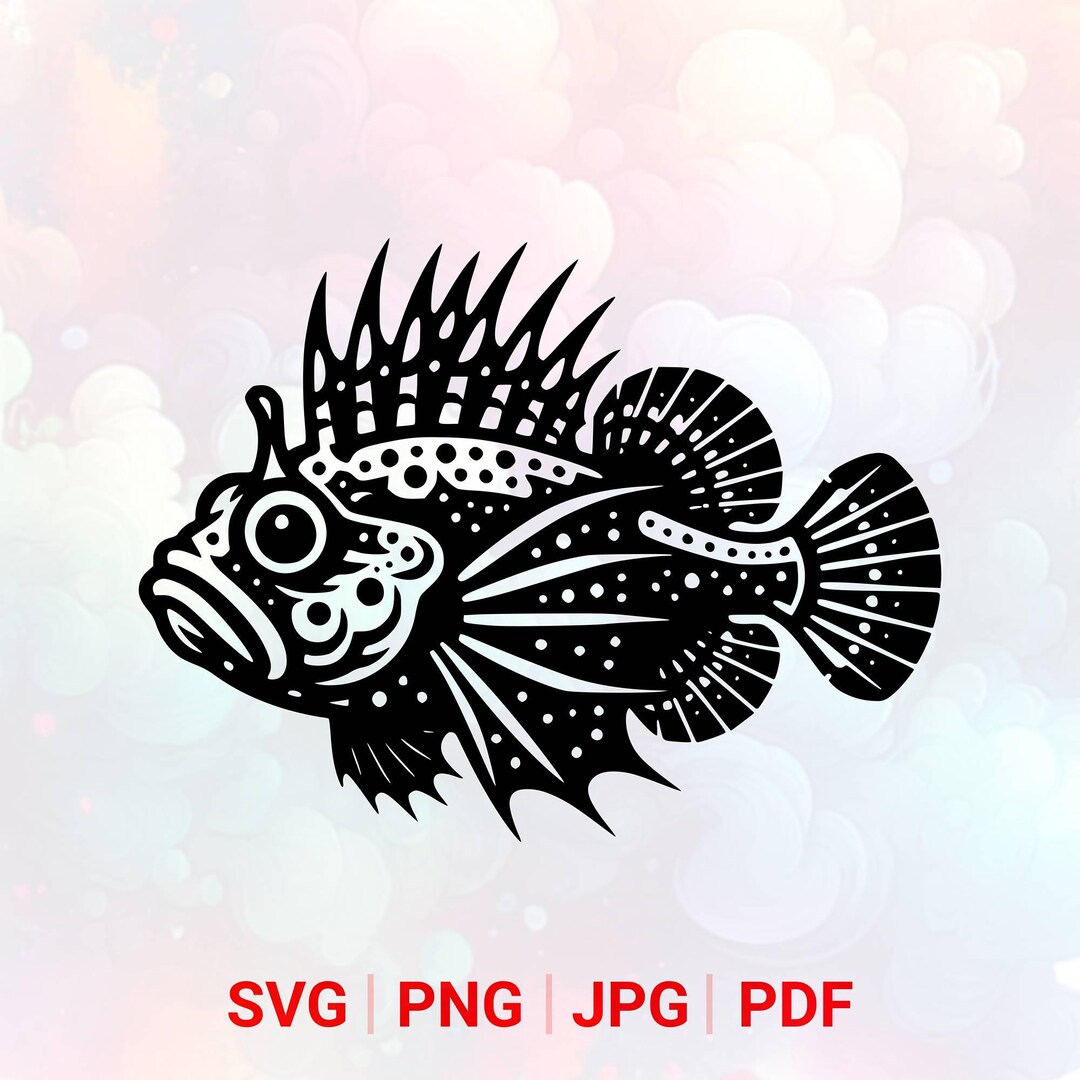 Stonefish Vector Stonefish SVG: PNG, Fish Clipart, Vector Design, Laser Cut File ...