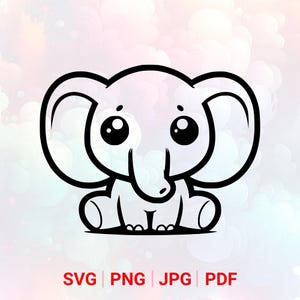 Elephant SVG: PNG, Funny Clipart, Vector Design, Laser Cut File (Digital Download)