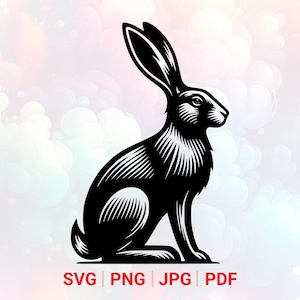 Hare SVG: PNG, Rabbit, Bunny Clipart, Vector Design, Laser Cut File (Digital Download)