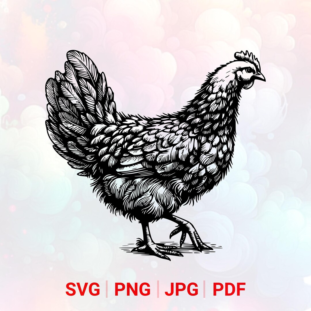 Chicken SVG: PNG, Hen Clipart, Vector, Farm Design, Laser Cut File ...