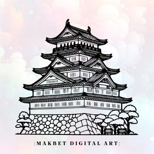 Pagoda Temple SVG: PNG, Japanese Tower Clipart, Asian Silhouette (Digital Download)