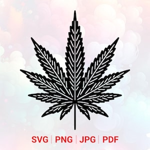 Weed Leaf SVG: PNG, Marijuana, Cannabis Clipart, Laser Cut File (Digital Download)