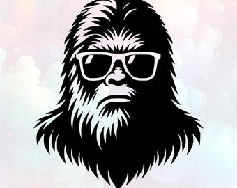 Bigfoot With Shades Svg & Png,Bigfoot Svg,Clipart,Bigfoot Vector Image,Silhouette,Cut File,Engraving Files,Sublimation Design,Commercial Use