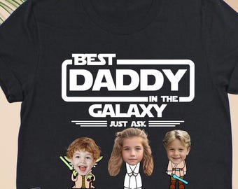 Star Wars Best Daddy In The Galaxy Shirt, Personalized Dad Shirt with Kids Photo, Star Wars Father’s Day Gift, Custom Disney Kids Name Tee
