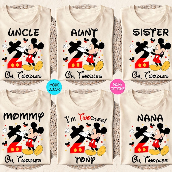 Personalized I’m Twodles Birthday Shirt, Mickey Mouse Birthday Tees, 2nd Birthday Shirt for Kids, Custom Birthday Gift, Kids Birthday Party