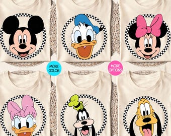 Custom Mickey & Friends Shirt, Checkered Mickey Shirt, Disney Vacation Shirt, Checkered Magic Kingdom Family Matching Trip Tee, Disney Group