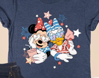 Minnie Daisy 4th of July Shirt, Matching Best Friends T-Shirts, Minnie & Daisy USA Flag Tee, Independence Day Shirt, Disney Patriotic Gift