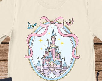 Coquette Bow Disney Castle Shirt, Magic Kingdom Girly Tee, Girl Disney Trip, Fantasia Disney Gift, Princess Castle Shirt, WDW Birthday Shirt