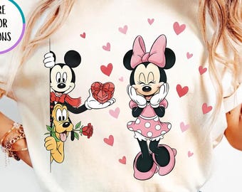 Comfort Colors® Mickey Minnie Valentine T-Shirt, Disney Lovers Shirt, Disney Valentine's Day Tshirt, Valentine Mouse and Friends Shirt
