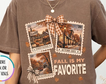 Comfort Colors® Fall Is My Favorite Shirt, Pumpkin Weather Tshirt, Autumn Stamps Tee, Take The Scenic Route Shirt, Coquette Thanksgiving Tee