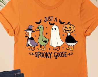 Just a Spooky Goose Shirt, Funny Halloween Goose Shirt, Halloween Shirt, Goose Tee, Spooky Season Shirt, Goose Lover Gift, Pumpkin Goose Tee