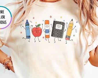 Comfort Colors® Funny Teacher Life Shirt, Back To School Gift, Preschool Teacher School Supplies T-shirt, Crayon Apple Pencil Notebook Shirt