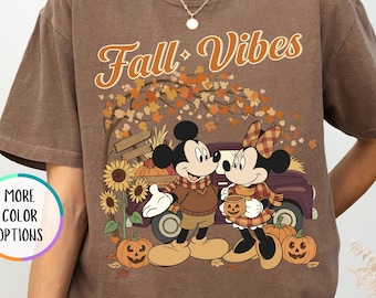 Comfort Colors® Disney Mickey and Minnie Fall Shirt, Disney Fall Vibes Tshirt, Fall Pumpkin Tee, Disney Thanksgiving Shirt, Fall Season Tees
