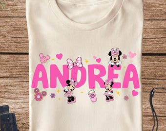 Custom Name Disney Shirt, Personalized Minnie Mouse Birthday Tee, Girls Disney Trip Shirt, Minnie Birthday Girls Trip, Magic Kingdom T-Shirt
