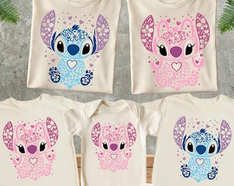 Disney Stitch and Angel Family Shirt, Disney Trip Family Matching Tee, Stitch and Angel Couple Shirt, Stitch Lover Gift, Disneyland Vacation