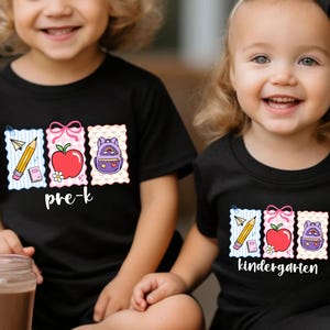 Kids Back to School Shirt, Kindergarten Shirt, Pre-K Shirt, First Grade Kids Shirt, Hello Kindergarten Tee, Coquette First Day of School Tee