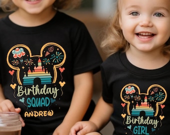 Custom Minnie Mickey Birthday Shirt for Kids, Disney Birthday Party Tee, Kids Birthday Gift, Disneyland Birthday Trip, Custom Birthday Squad