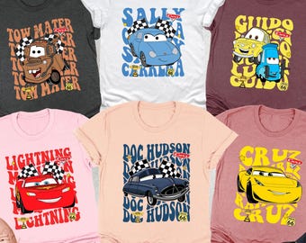 Disney Cars Group Shirts, Sally Carrera Doc Hudson Shirt, Guido, Lightening McQueen Tee, Tow Mater Shirt, WDW Gift, Disney Cars Lover Shirt