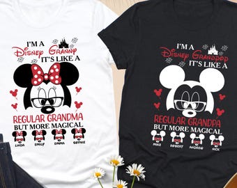 Custom Disney Grandma Kids Name Shirts, Mickey Grandpa T-Shirt, Minnie Grandma Tee, I'm a Disney Grandma More Magical Shirt, Grandpa Shirt