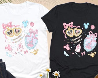 Coquette Bow Disney Locket Shirt, Mickey Minnie Disney Couple Tee, Magical World, Womens Disneyworld Shirt, Minnie Bow Coquette, Disney Gift