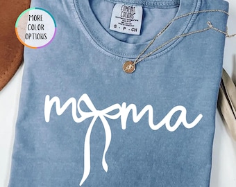 Camiseta Comfort Colors® Mama Bow, camiseta Coquette Aesthetic Mama, regalo para el Día de la Madre, camiseta Trendy Mom Life, regalo para mamás primerizas, camiseta minimalista para mamás