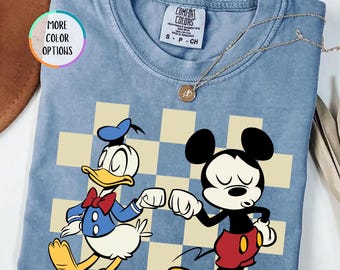 Comfort Colors® Checkered Mickey and Donald Shirt, Disney Friends Tees, Mickey Mouse And Donald Duck, Best Friends Gift, Friends Disney Trip