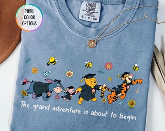 Comfort Colors® Winnie the Pooh Graduation Shirt, Disney Senior T-Shirt, The Grand Adventure Is About To Begin Shirt, Disney Class of 2026