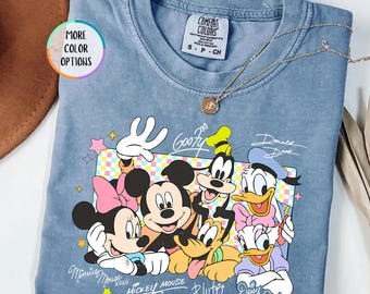 Comfort Colors® Retro Mickey and Friends Signatures Shirt, Magic Kingdom, Disney Characters, Mickey and Co Shirt, Disney Trip Shirt, WDW Tee