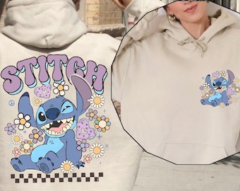 Disney Stitch Hoodie, Stitch Sweatshirt, Cute Stitch Hoodie, Disney Trip Sweatshirt, Funny Stitch Hoodie, Stitch Lover Gift, Floral Stitch
