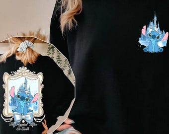 Coquette Bow Stitch Sweatshirt, Disney Stitch Hoodie, Magic Kingdom Sweater, Disneyland Hoodie, Girly Women Disney Trip, Stitch Lover Gift