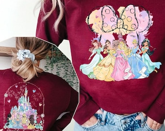 Princess Happily Ever After Sweatshirt, Watercolor Disneyland Princess Hoodie, WDW Girls Trip Sweater, Disneyland Castle Best Friends Gift