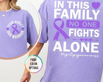 Camiseta personalizada Comfort Colors® para concienciar sobre la epilepsia, lazo morado, camiseta de lucha contra la epilepsia, camiseta de apoyo familiar para la epilepsia, regalo para sobrevivientes de la epilepsia