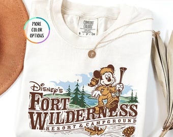 Comfort Colors® Disney's Fort Wilderness Resort & Campground Shirt, Disney Camping T-Shirt, Retro 90’s Disney World Shirt, Mickey Camper Tee