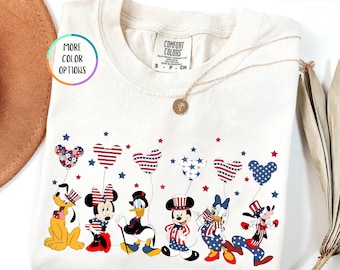 Comfort Colors® Mickey and Friends 4th Of July Shirt, Disney 4th of July Shirt, Patriotic Memorial Day Tee, Independence Day, Patriotic Gift