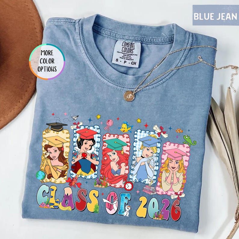 Comfort Colors® Disney Princess Graduation Shirt, Class of 2026 T-Shirt, Ariel Cinderella Belle Graduation Tee, Disneyland Senior Year Shirt bild 14