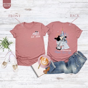 Custom Mickey Minnie Couple Disney Wedding Happily Ever After Shirt, Mr Mrs Ears T-Shirts, WDW Disneyland Castle Wife Husband Honeymoon Trip image 11