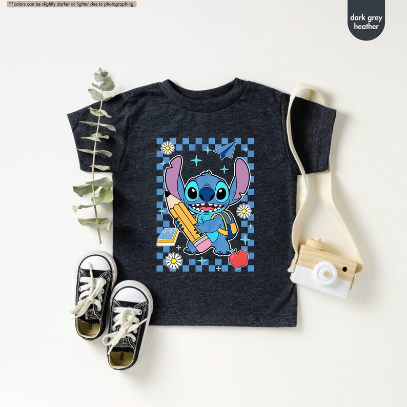 Stitch and Angel Back To School Shirt, Disney First Day Of School Shirt, Kids School Shirts, Pre-K Tee, Kindergarten Shirt, 1st Grade Shirts image 3