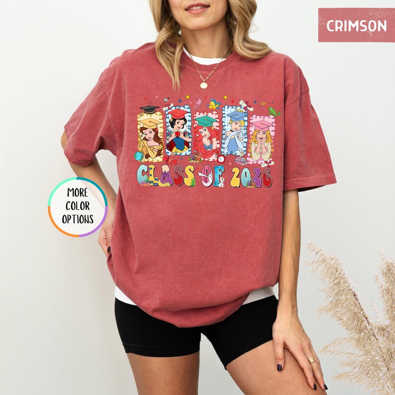 Comfort Colors® Disney Princess Graduation Shirt, Class of 2026 T-Shirt, Ariel Cinderella Belle Graduation Tee, Disneyland Senior Year Shirt bild 17