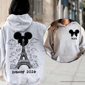 Disneyland Paris 2026 Sweatshirt, Custom Name Disney Hoodie, Paris Family Vacation Gift, Disney Eiffel Tower Crewneck, Disneyworld Hoodie image 4