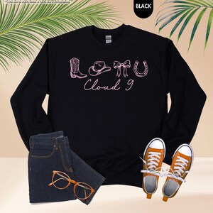 Cloud 9 Western Sweatshirt, Pink Cowgirl Hoodie, Coquette Bow Crewneck, Horseshoe Western Hoodie, Aesthetic Country Concert Sweatshirt image 9