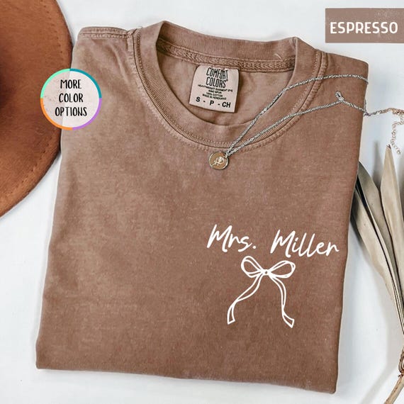 Comfort Colors® Custom Name Shirt, Teacher Name T-Shirt, Coquette Bow Name Shirt, Personalized Name Gift, Best Teacher Gift, Teacher Tshirt