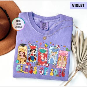 Comfort Colors® Disney Princess Graduation Shirt, Class of 2026 T-Shirt, Ariel Cinderella Belle Graduation Tee, Disneyland Senior Year Shirt bild 13