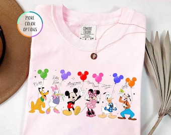 Comfort Colors® Disney Mickey and Co Balloon Shirt, Mickey and Friends Signatures Shirt, Disney Vacation Outfit, Disney Trip Shirt, WDW Trip