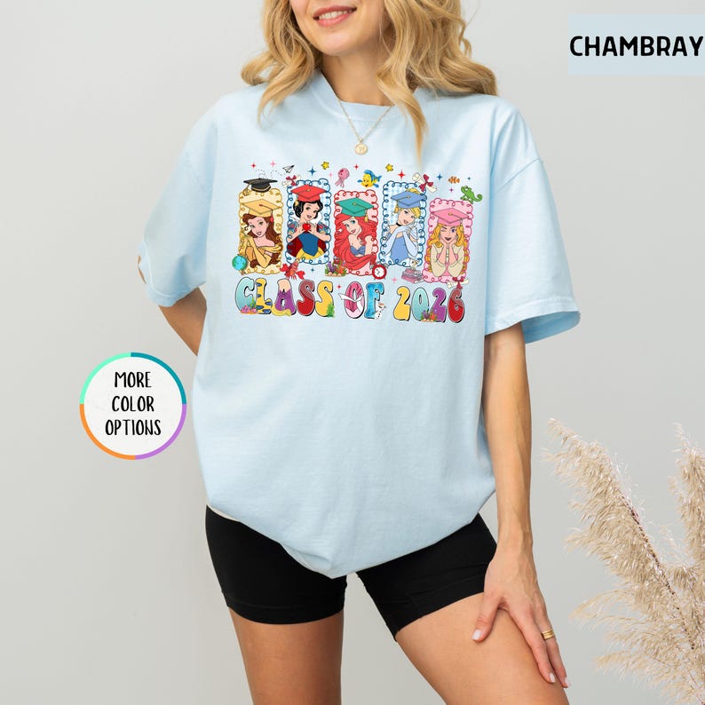 Comfort Colors® Disney Princess Graduation Shirt, Class of 2026 T-Shirt, Ariel Cinderella Belle Graduation Tee, Disneyland Senior Year Shirt bild 7