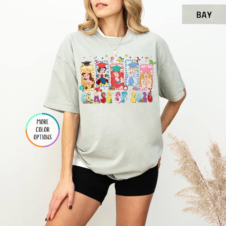 Comfort Colors® Disney Princess Graduation Shirt, Class of 2026 T-Shirt, Ariel Cinderella Belle Graduation Tee, Disneyland Senior Year Shirt bild 8